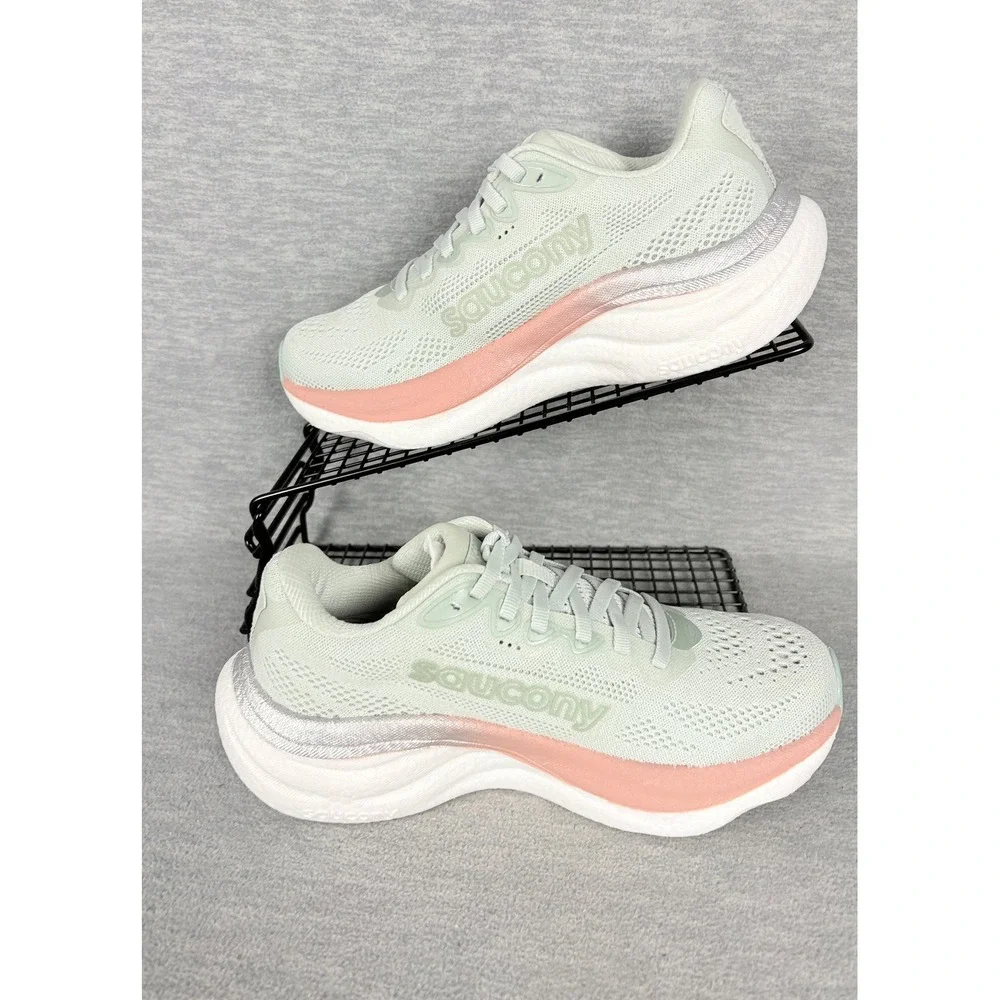 Saucony Ride 15 Running Sneakers Womens 6 M Green Pink Mist Cameo Comfort - Picture 2 of 13